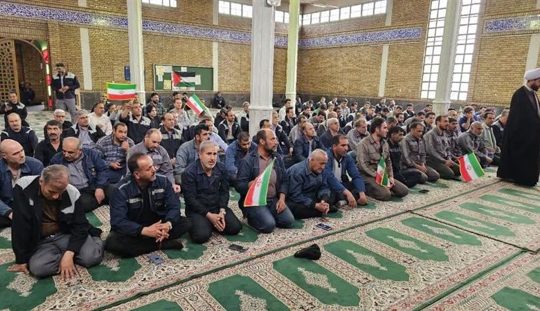 تجمع كارگری محكومیت جنایات رژیم صهیونیستی در ذوب‌آهن اصفهان برگزار شد