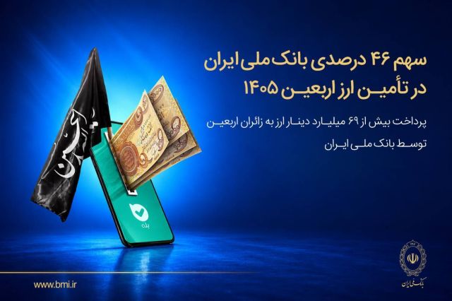 پرداخت بیش از ۶۹ میلیارد دینار ارز به زائرین اربعین توسط بانک ملی ایران